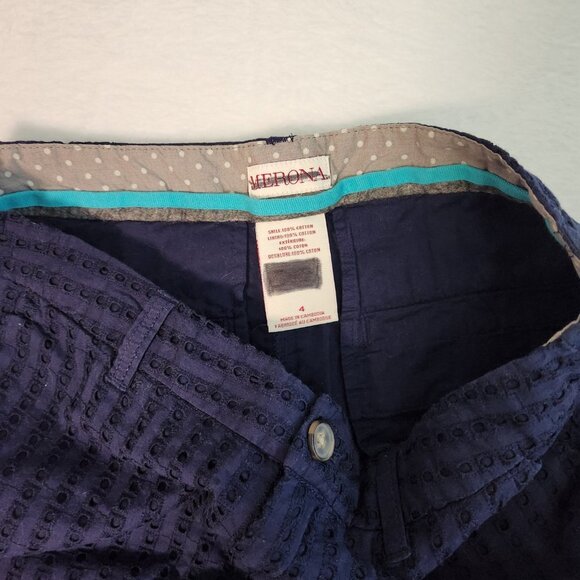 Merona Navy Blue Embroidered Vertical Eyelet Shorts size 4 - Picture 4 of 9